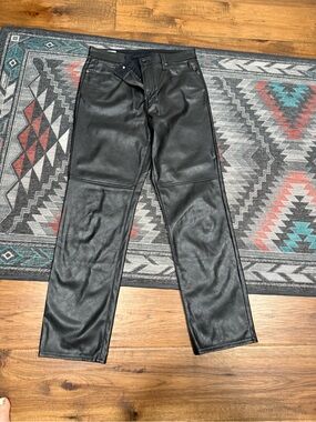 GAP Black Faux Leather Straight Jeans
